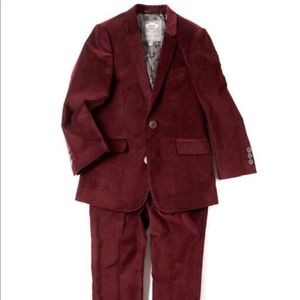 Boys Merlot Velvet Suit by Chasing Fireflies